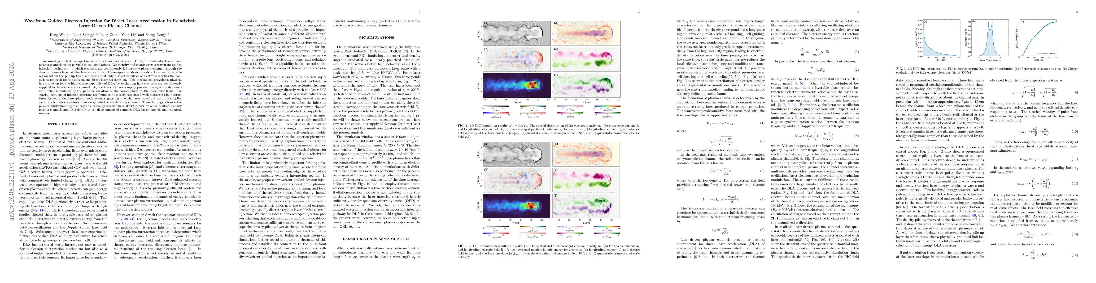 Thumbnail for Wavefront-Guided Electron Injection for Direct Laser Acceleration in Relativistic Laser-Driven Plasma Channel