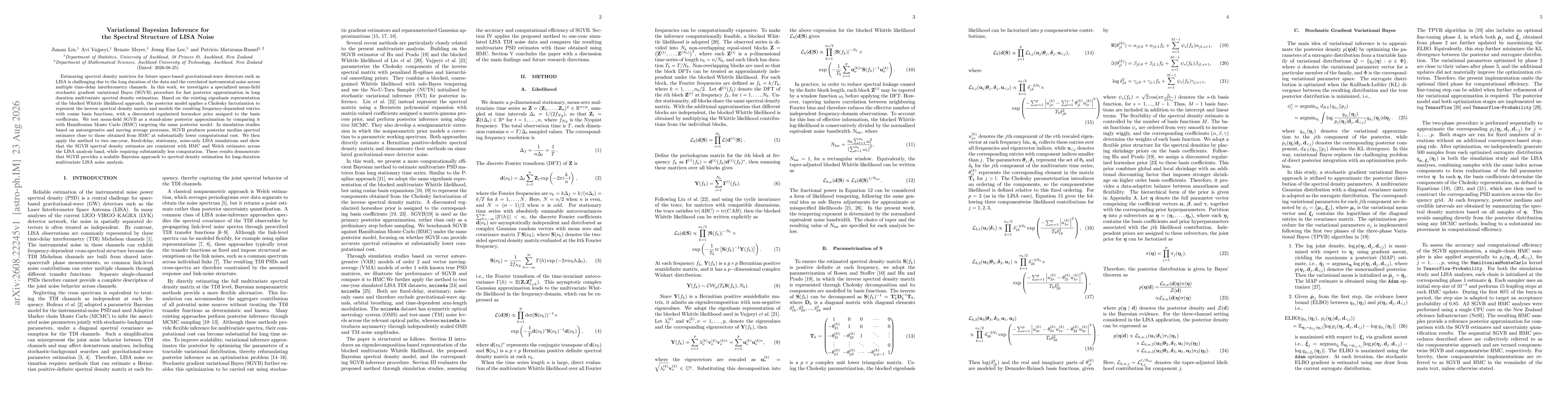 Thumbnail for Variational Bayesian Inference for the Spectral Structure of LISA Noise