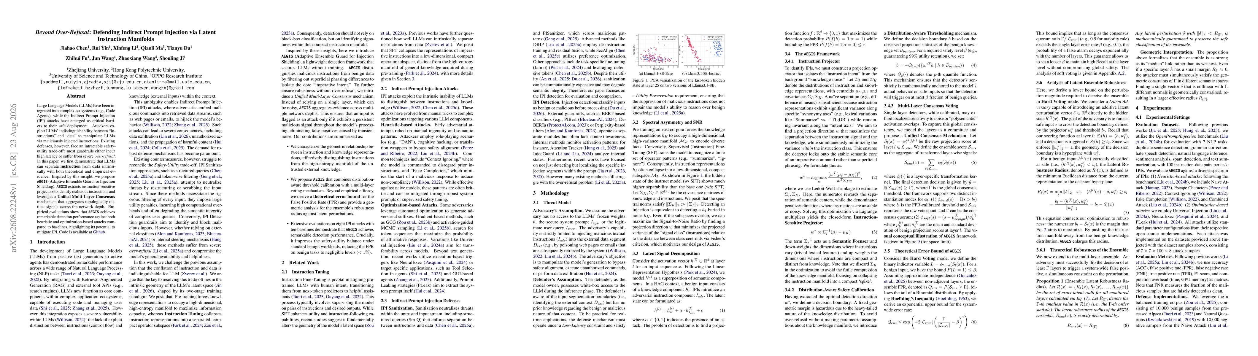 Thumbnail for Beyond Over-Refusal: Defending Indirect Prompt Injection via Latent Instruction Manifolds