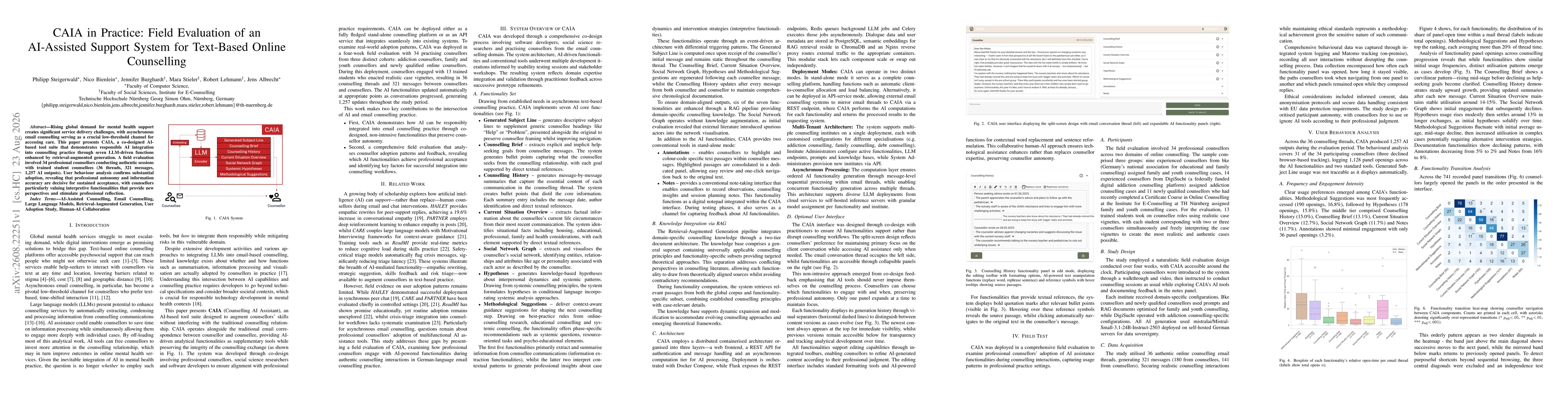 Thumbnail for CAIA in Practice: Field Evaluation of an AI-Assisted Support System for Text-Based Online Counselling