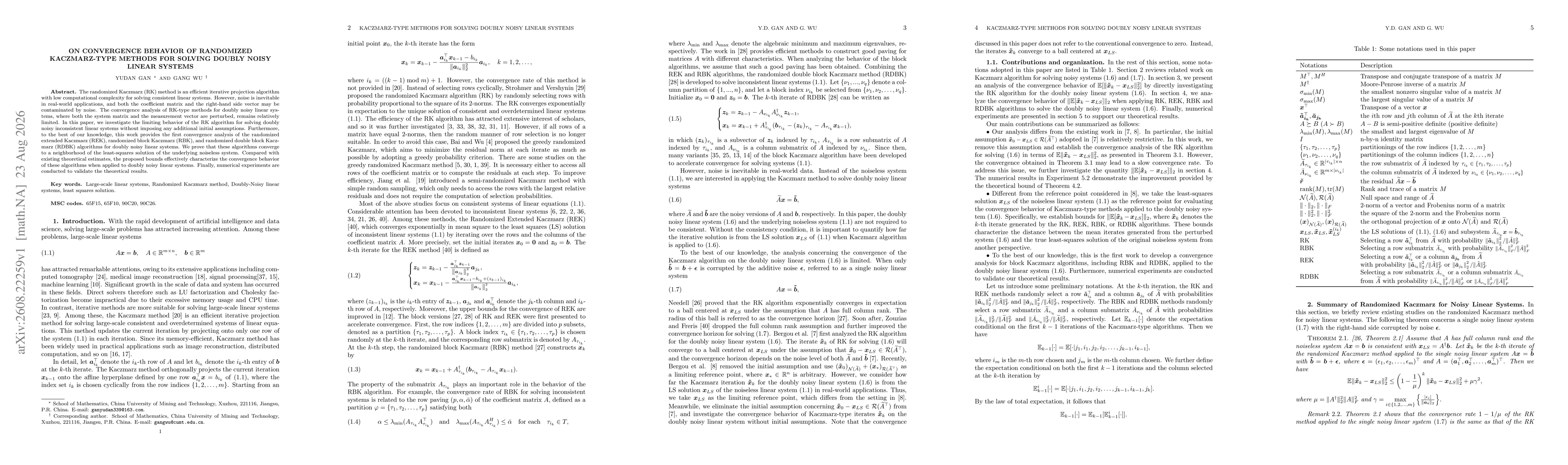 Thumbnail for On Convergence Behavior of Randomized Kaczmarz-type Methods for Solving Doubly Noisy Linear Systems