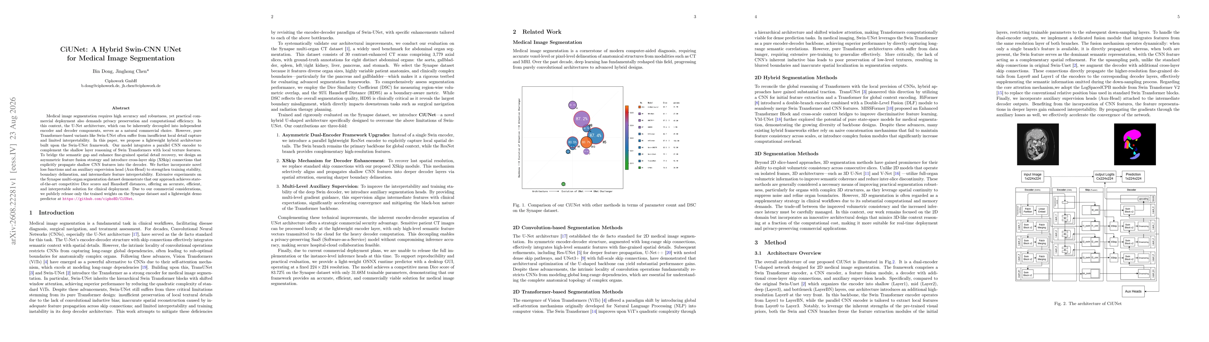 Thumbnail for CiUNet: A Hybrid Swin-CNN UNet for Medical Image Segmentation