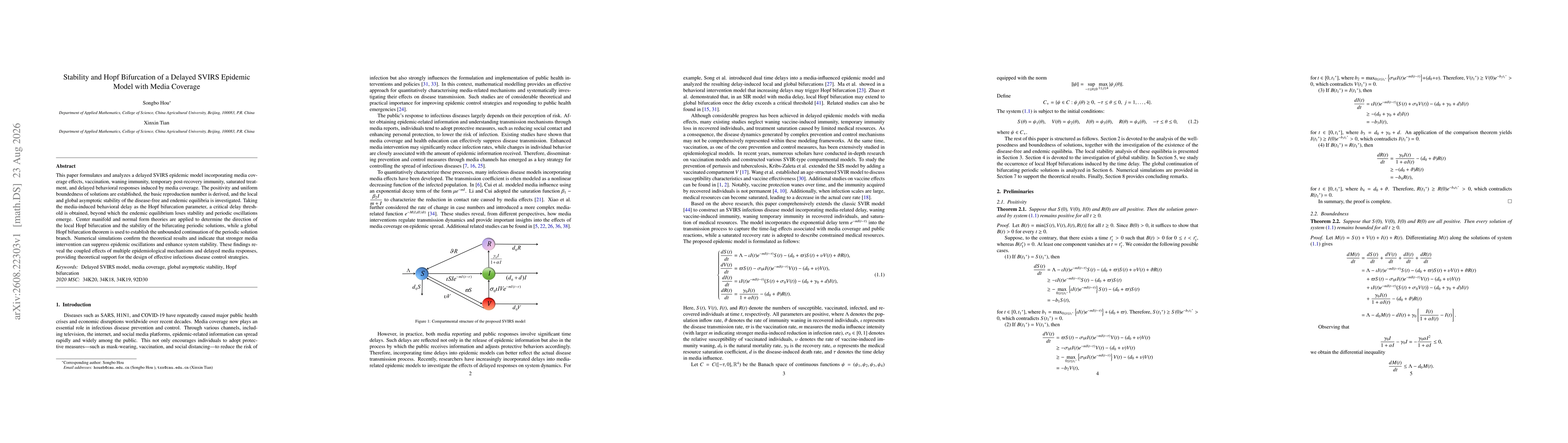 Thumbnail for Stability and Hopf Bifurcation of a Delayed SVIRS Epidemic Model with Media Coverage