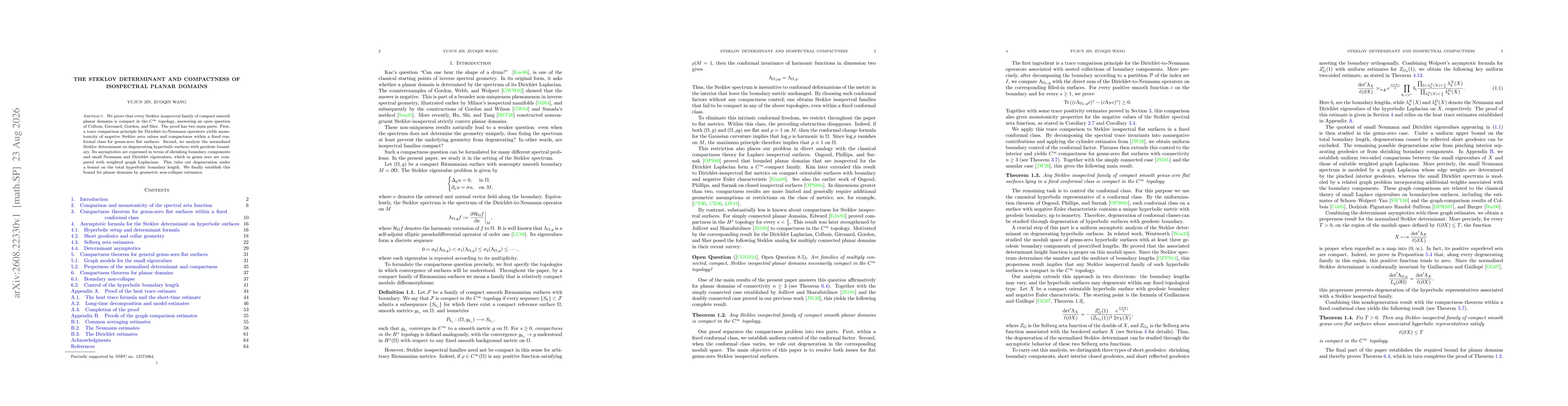 Thumbnail for The Steklov Determinant and Compactness of Isospectral Planar Domains