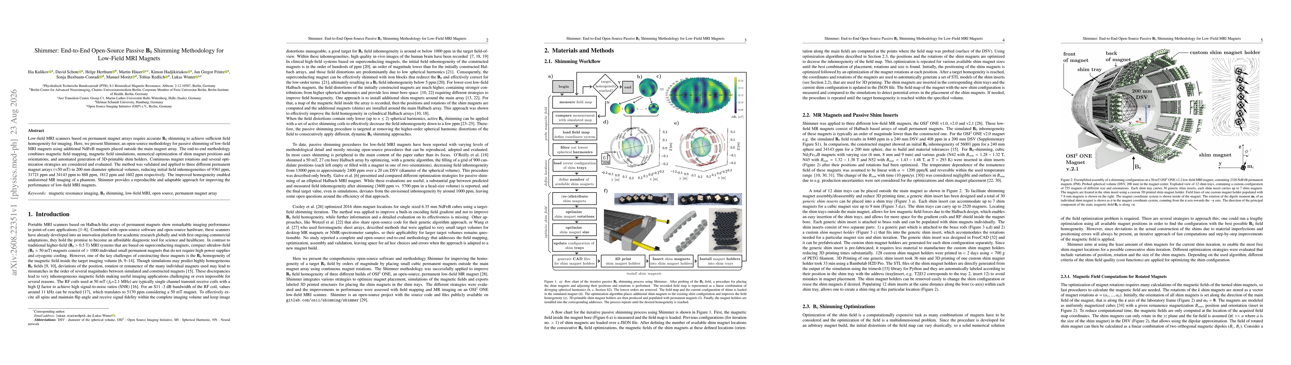 Thumbnail for Shimmer: End-to-End Open-Source Passive B0 Shimming Methodology for Low-Field MRI Magnets