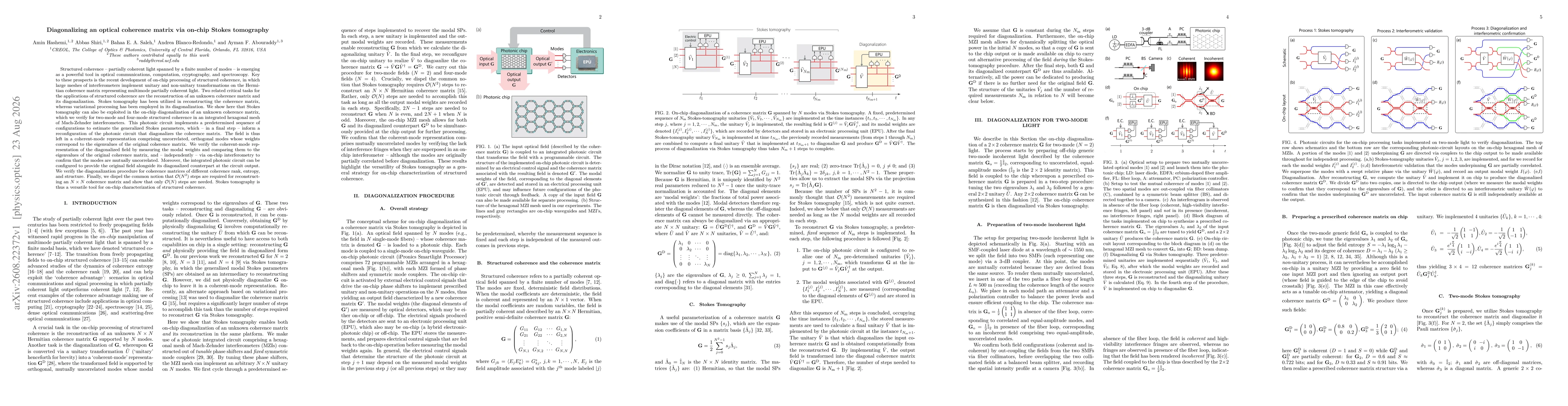 Thumbnail for Diagonalizing an optical coherence matrix via on-chip Stokes tomography