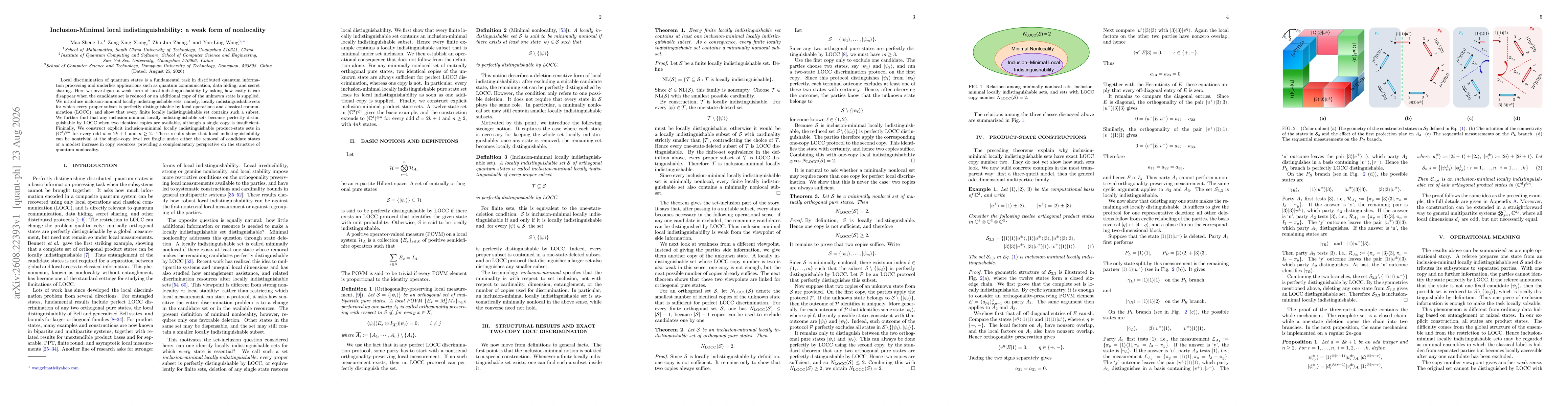 Thumbnail for Inclusion-Minimal local indistinguishability: a weak form of nonlocality