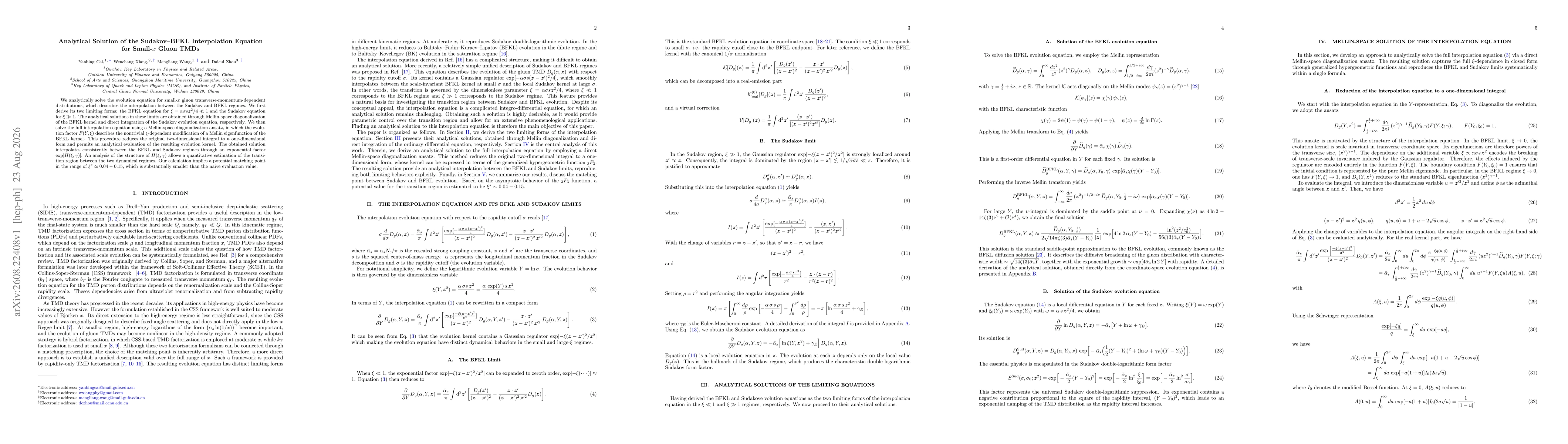 Thumbnail for Analytical Solution of the Sudakov--BFKL Interpolation Equation for Small-$x$ Gluon TMDs