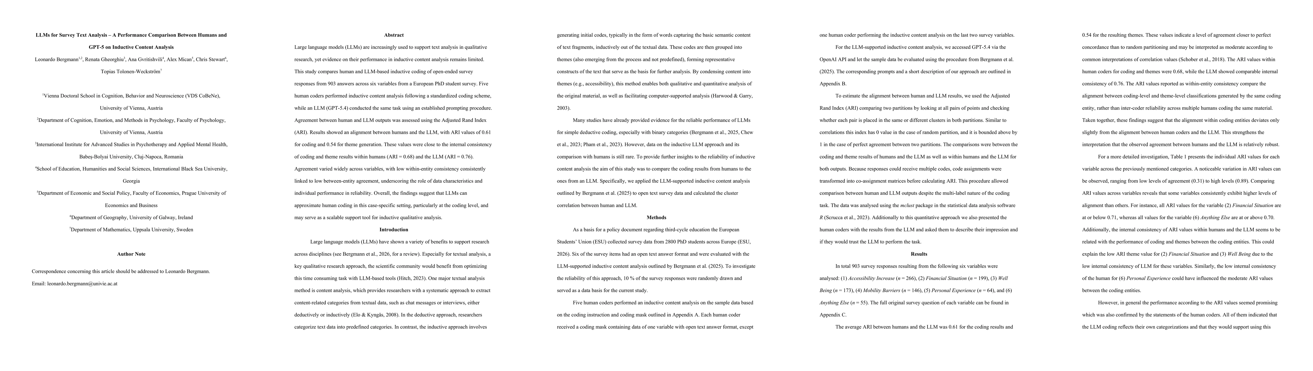 Thumbnail for LLMs for Survey Text Analysis - A Performance Comparison Between Humans and GPT-5 on Inductive Content Analysis