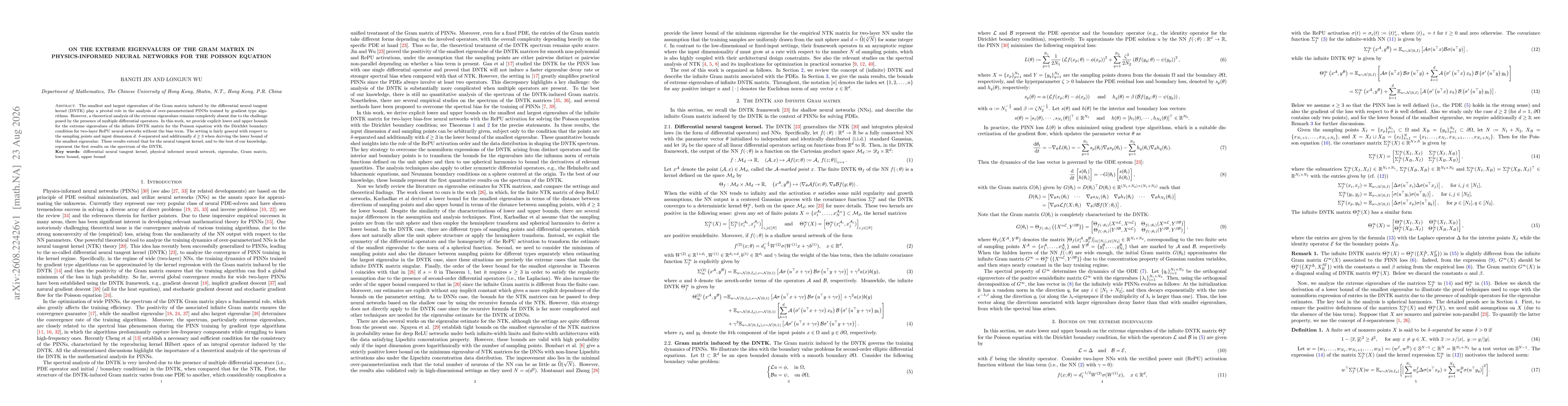 Thumbnail for On the extreme eigenvalues of the Gram Matrix in Physics-Informed Neural Networks for the Poisson Equation