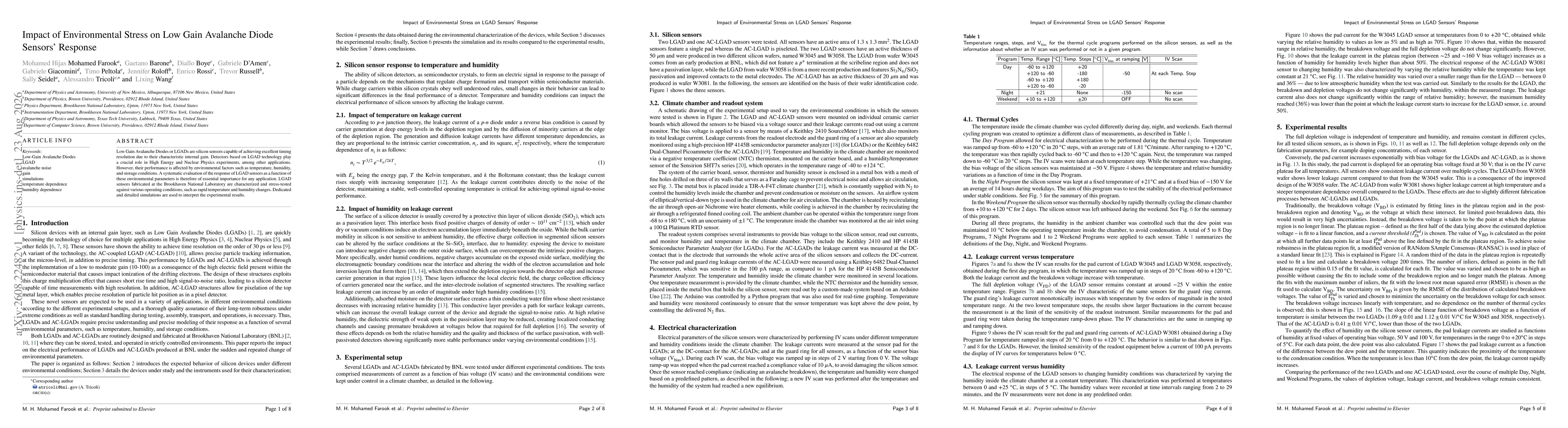 Thumbnail for Impact of Environmental Stress on Low Gain Avalanche Diode Sensors Response