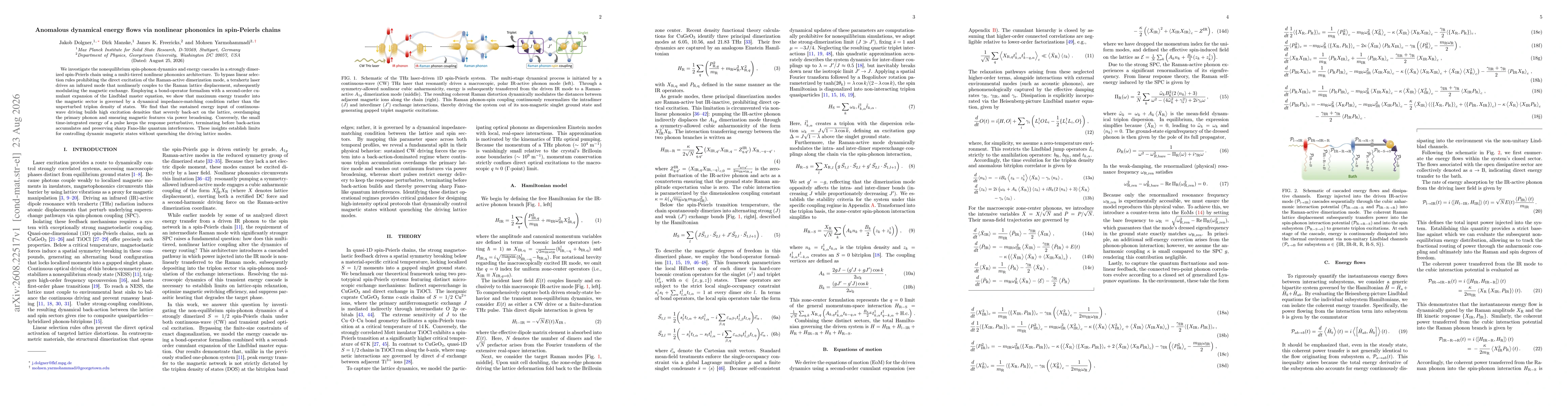Thumbnail for Anomalous dynamical energy flows via nonlinear phononics in spin-Peierls chains