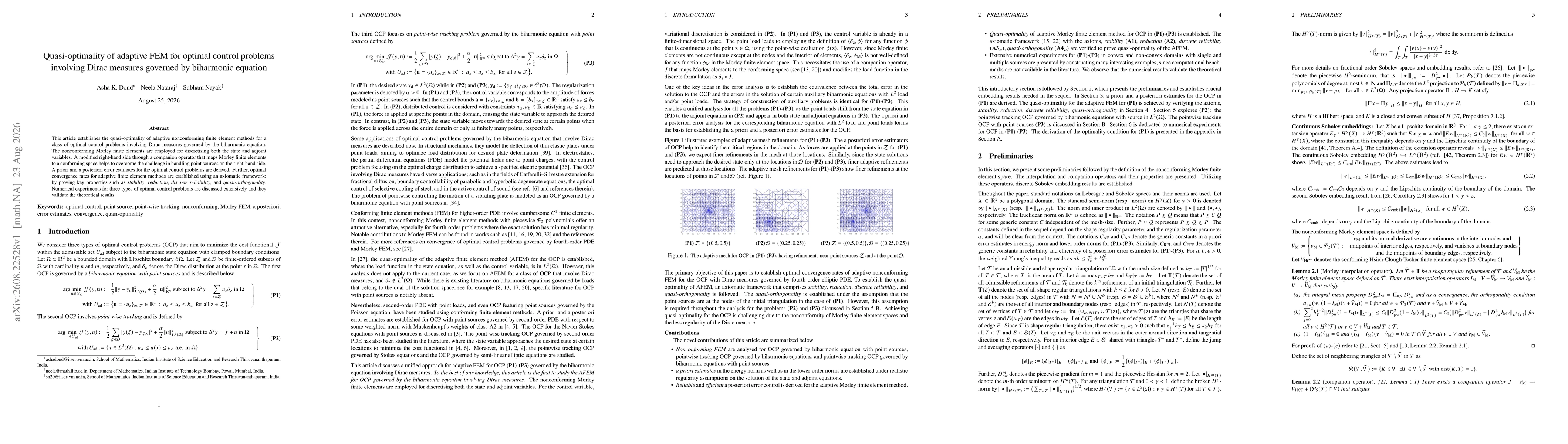 Thumbnail for Quasi-optimality of adaptive FEM for optimal control problems involving Dirac measures governed by biharmonic equation