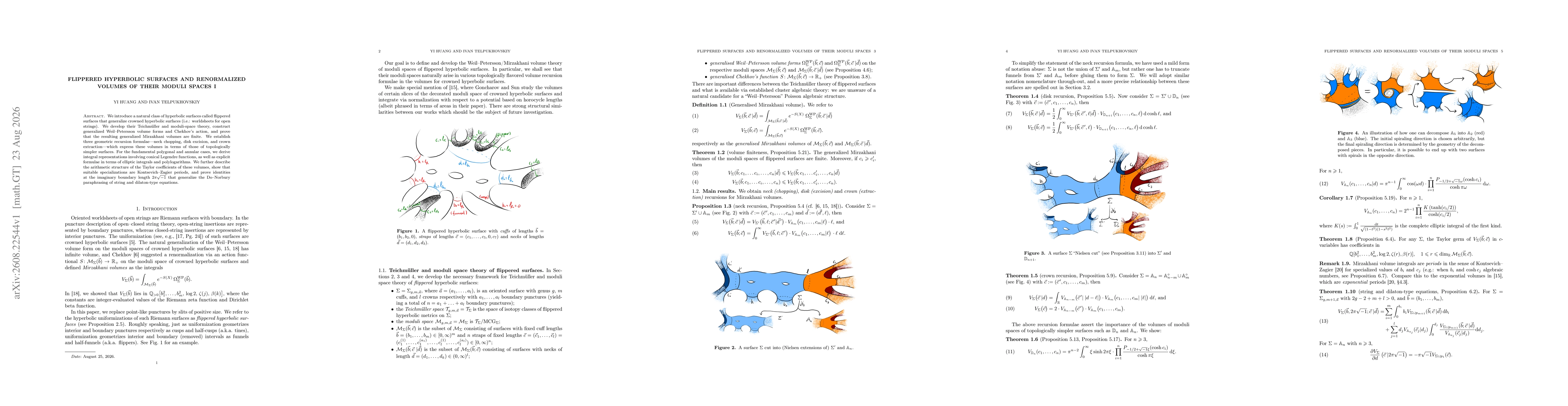 Thumbnail for Flippered hyperbolic surfaces and renormalized volumes of their moduli spaces I