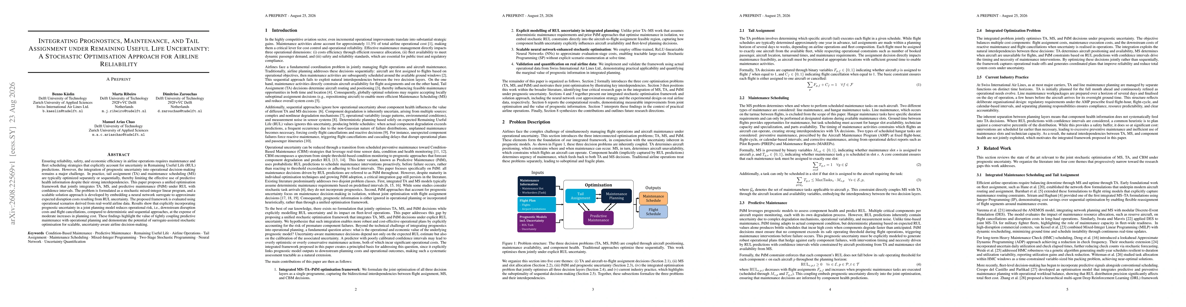 Thumbnail for Integrating Prognostics, Maintenance, and Tail Assignment under Remaining Useful Life Uncertainty: A Stochastic Optimisation Approach for Airline Reliability