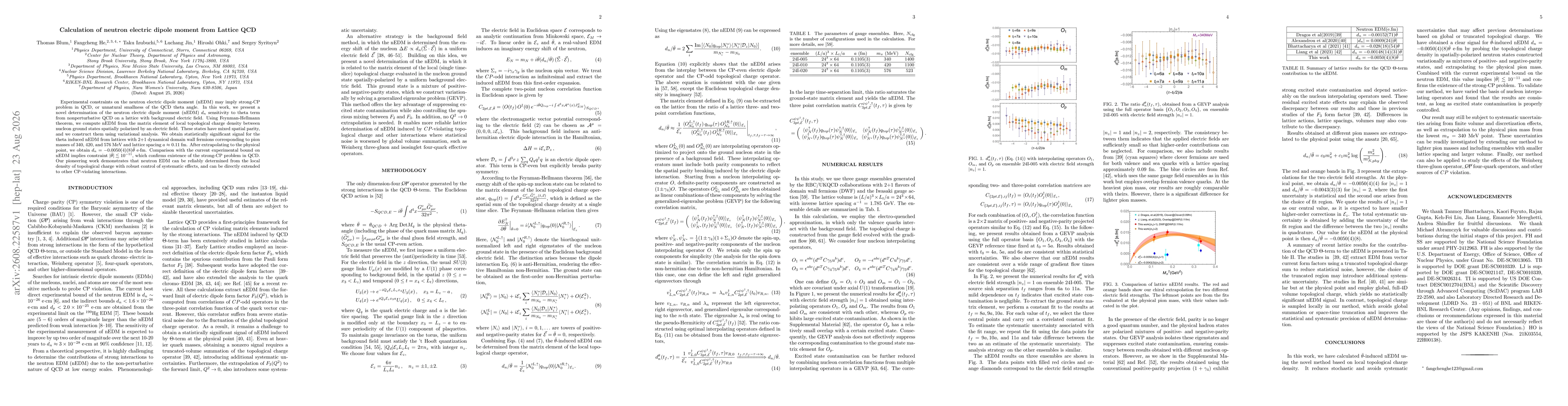 Thumbnail for Calculation of neutron electric dipole moment from Lattice QCD