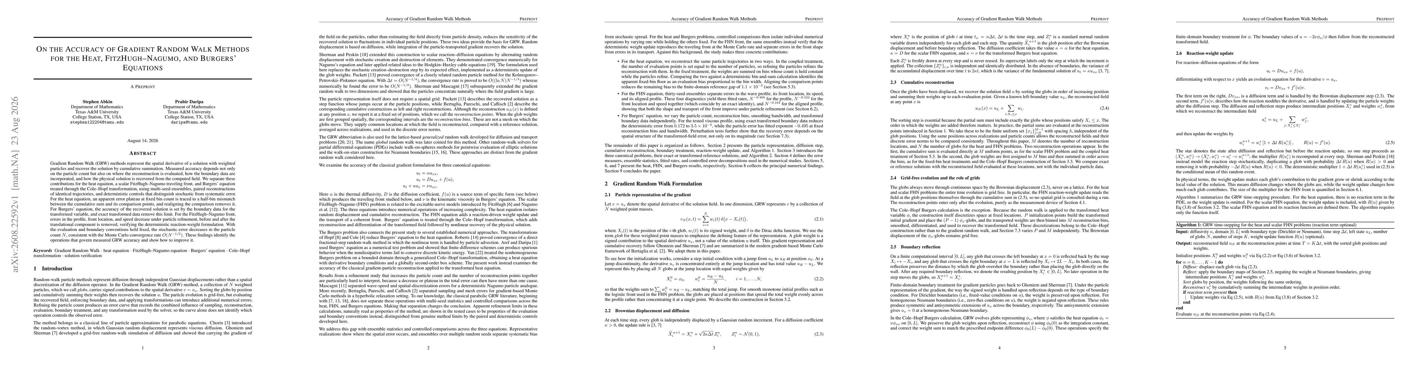 Thumbnail for On the Accuracy of Gradient Random Walk Methods for the Heat, FitzHugh-Nagumo, and Burgers' Equations
