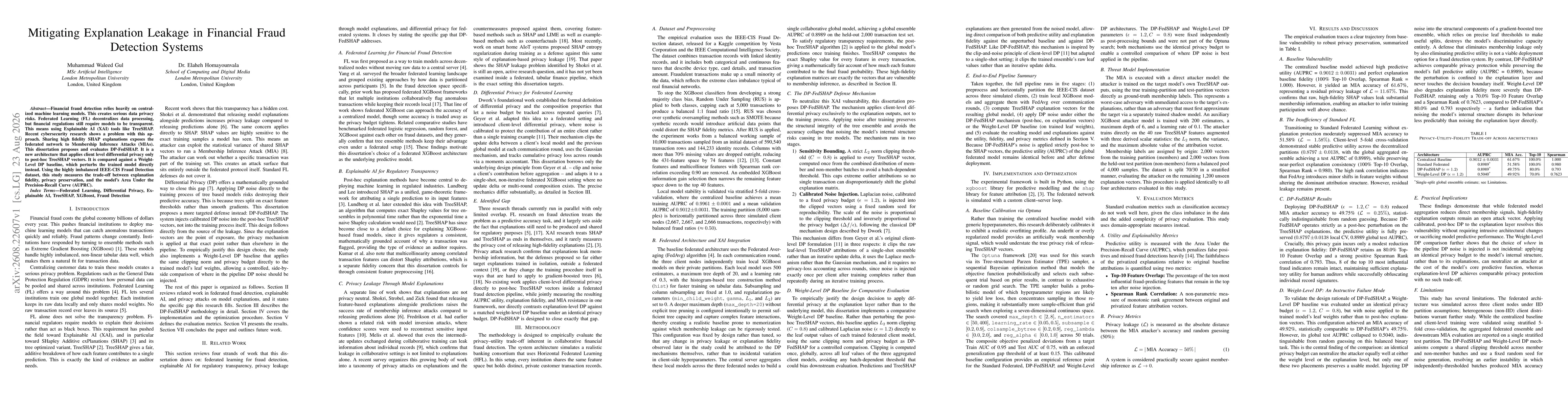 Thumbnail for Mitigating Explanation Leakage in Financial Fraud Detection Systems