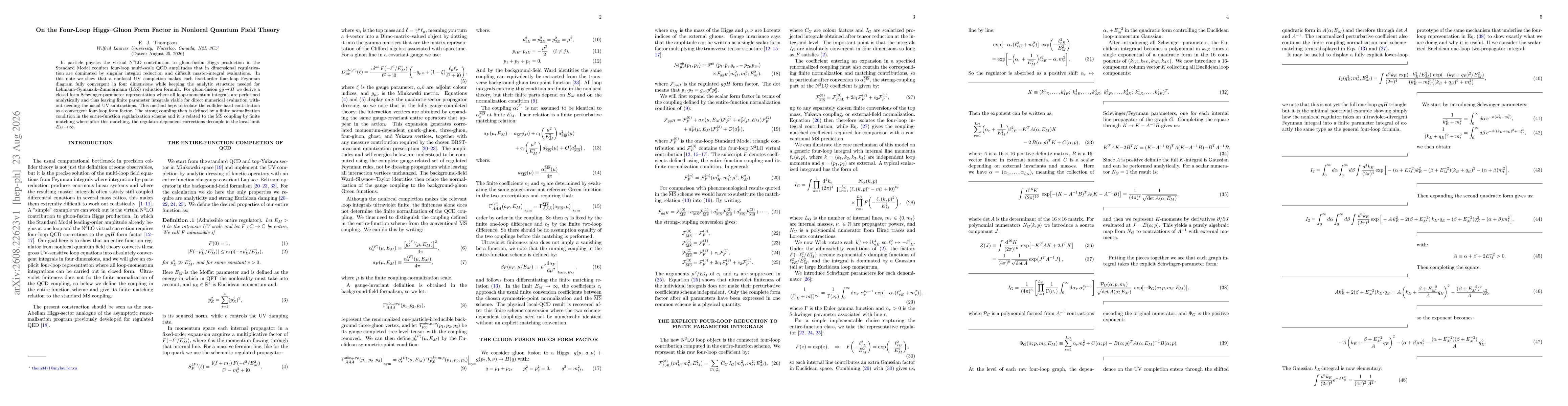 Thumbnail for On the Four-Loop Higgs--Gluon Form Factor in Nonlocal Quantum Field Theory
