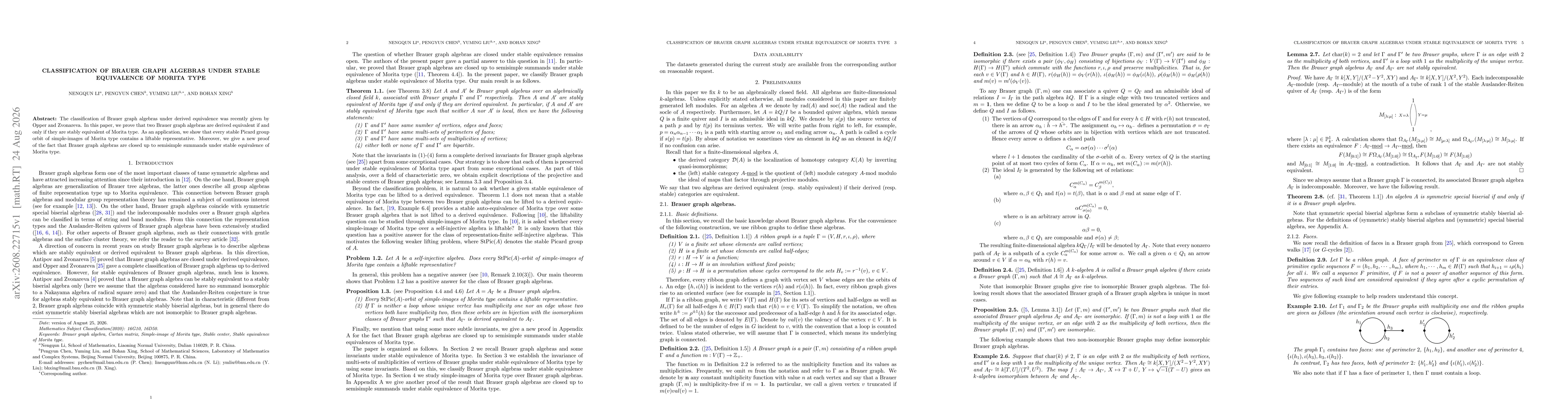 Thumbnail for Classification of Brauer graph algebras under stable equivalence of Morita type