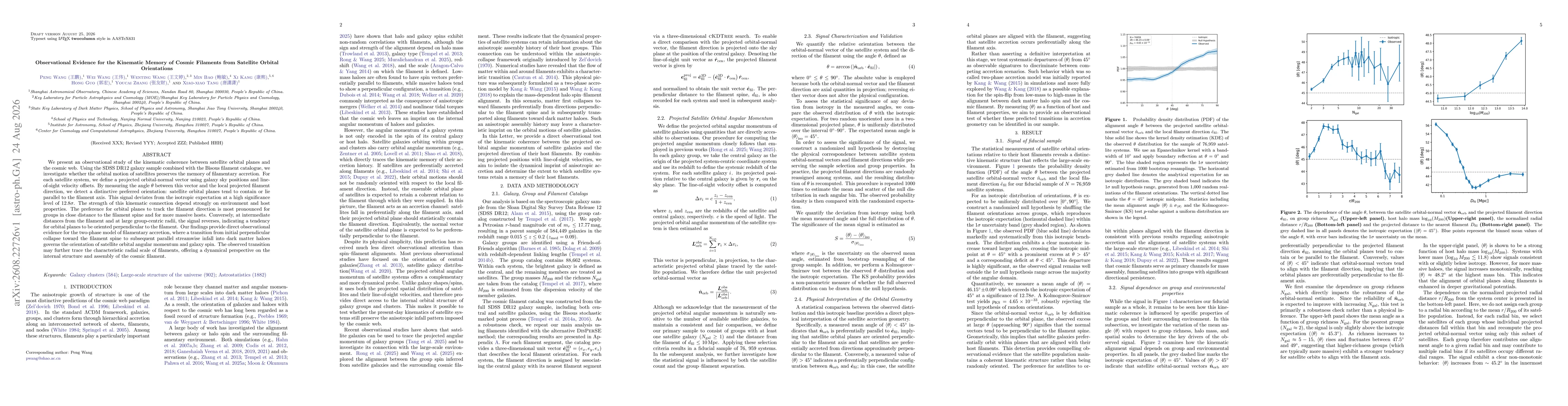 Thumbnail for Observational Evidence for the Kinematic Memory of Cosmic Filaments from Satellite Orbital Orientations