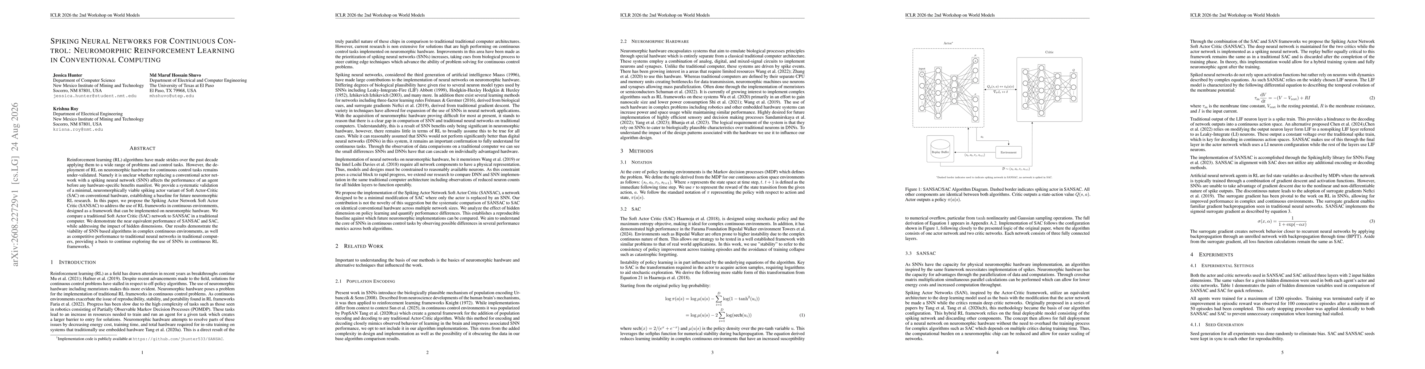 Thumbnail for Spiking Neural Networks for Continuous Control: Neuromorphic Reinforcement Learning in Conventional Computing