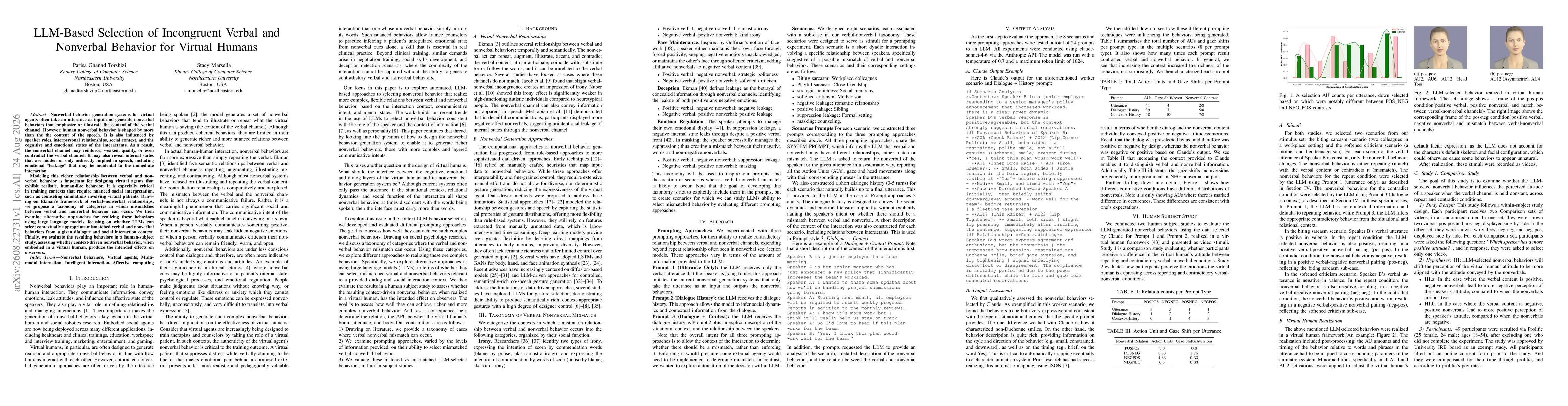 Thumbnail for LLM-Based Selection of Incongruent Verbal and Nonverbal Behavior for Virtual Humans