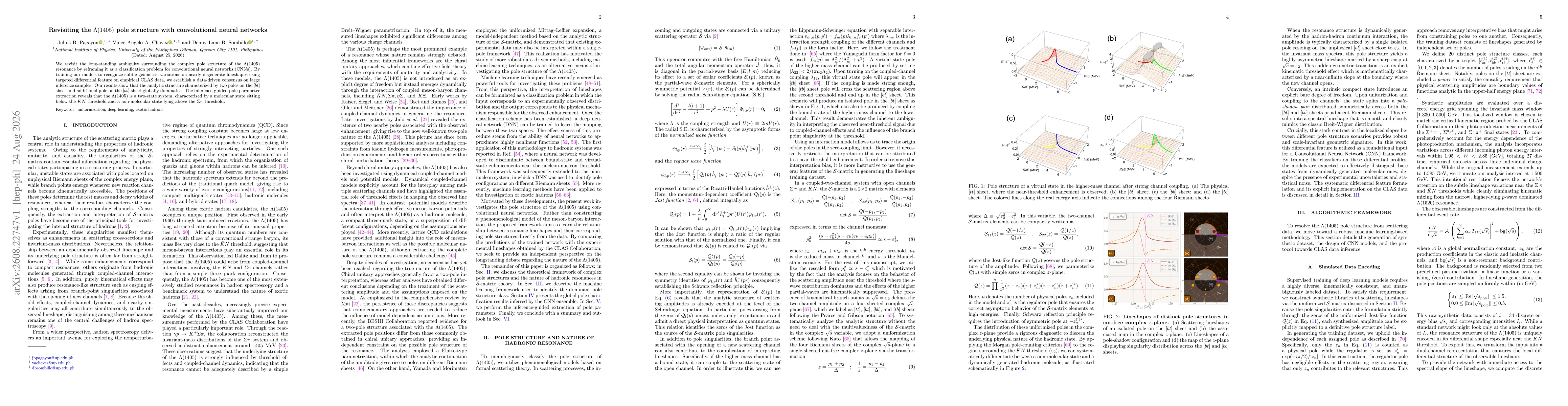 Thumbnail for Revisiting the $Λ(1405)$ pole structure with convolutional neural networks