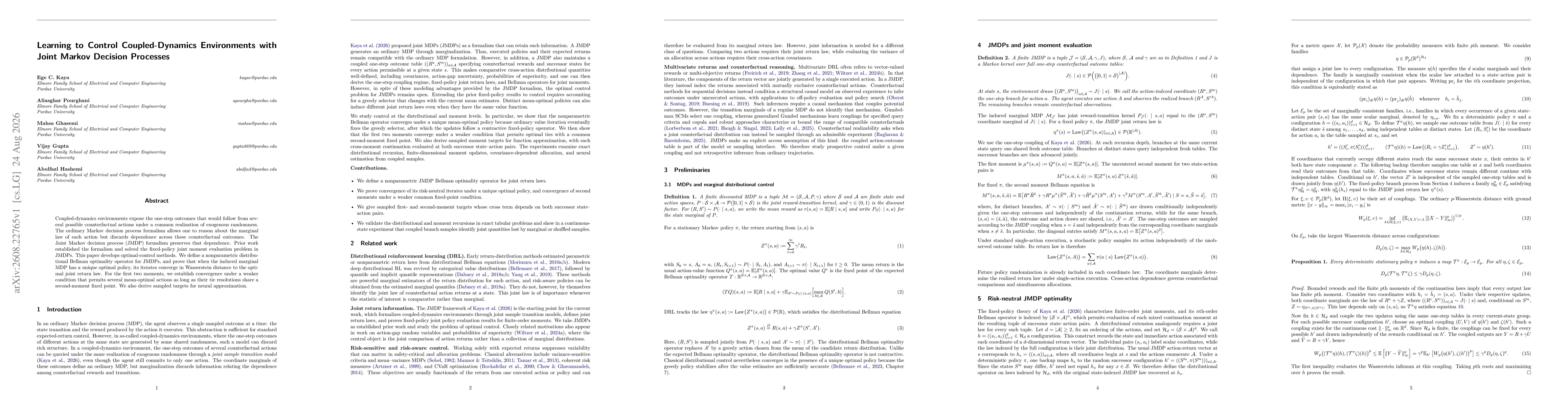 Thumbnail for Learning to Control Coupled-Dynamics Environments with Joint Markov Decision Processes