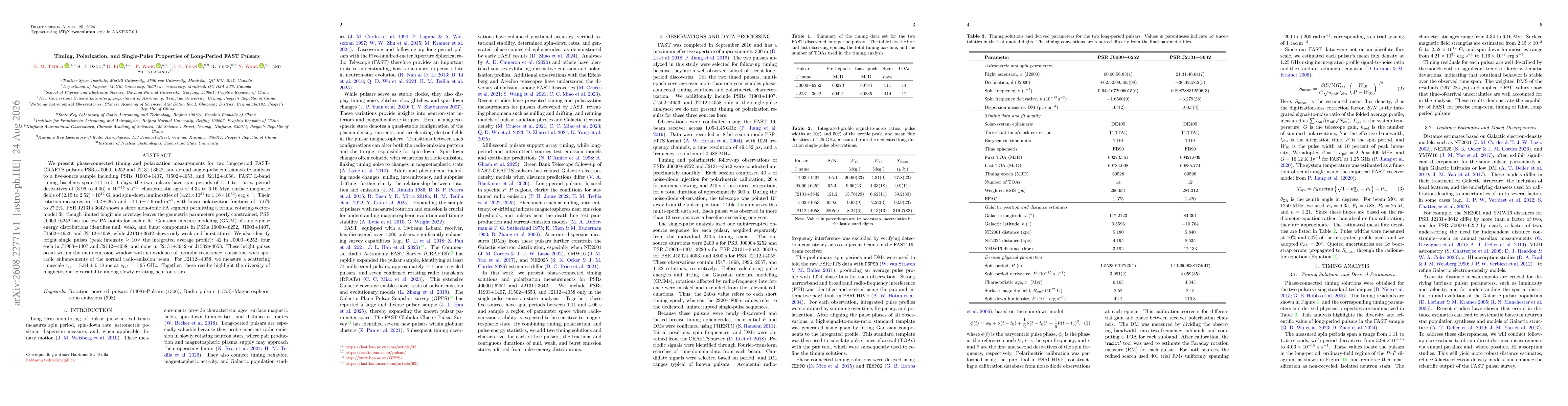 Thumbnail for Timing, Polarization, and Single-Pulse Properties of Long-Period FAST Pulsars