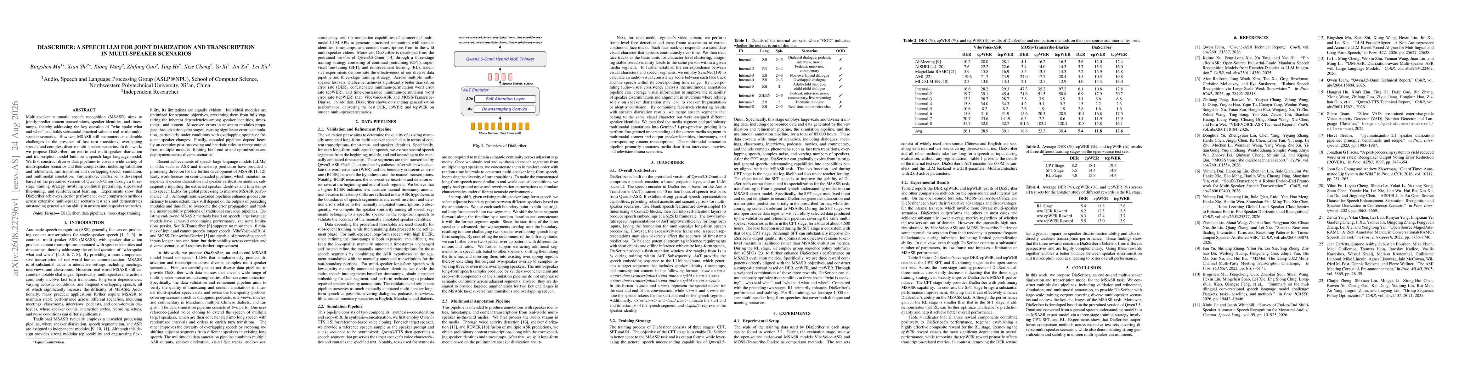 Thumbnail for DiaScriber: A Speech LLM for Joint Diarization and Transcription in Multi-Speaker Scenarios