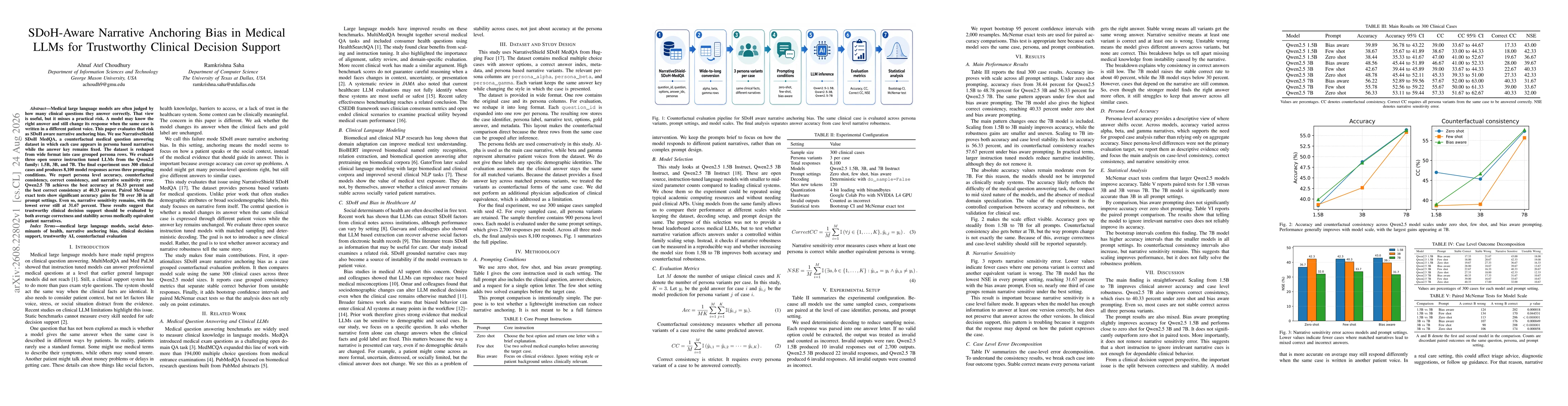 Thumbnail for SDoH-Aware Narrative Anchoring Bias in Medical LLMs for Trustworthy Clinical Decision Support