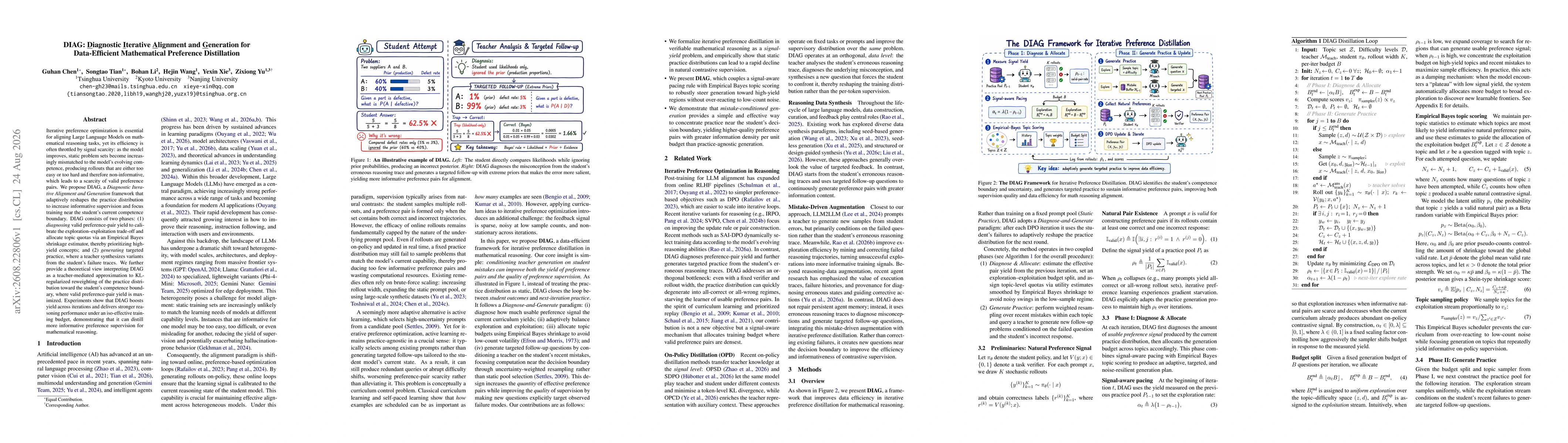 Thumbnail for DIAG: Diagnostic Iterative Alignment and Generation for Data-Efficient Mathematical Preference Distillation
