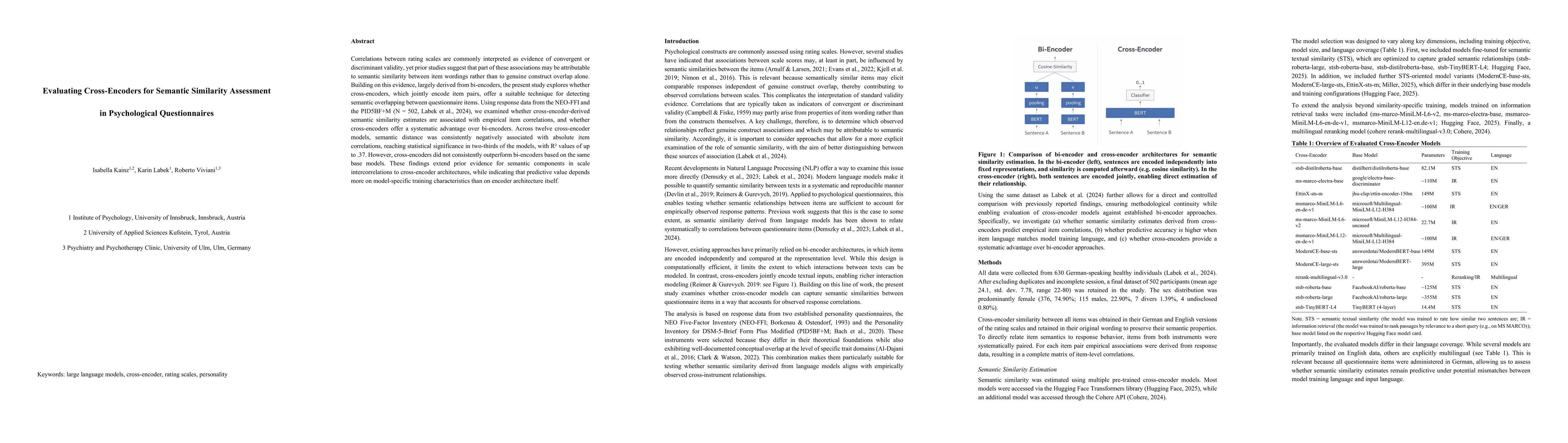 Thumbnail for Evaluating cross-encoders for semantic similarity assessment in psychological questionnaiers