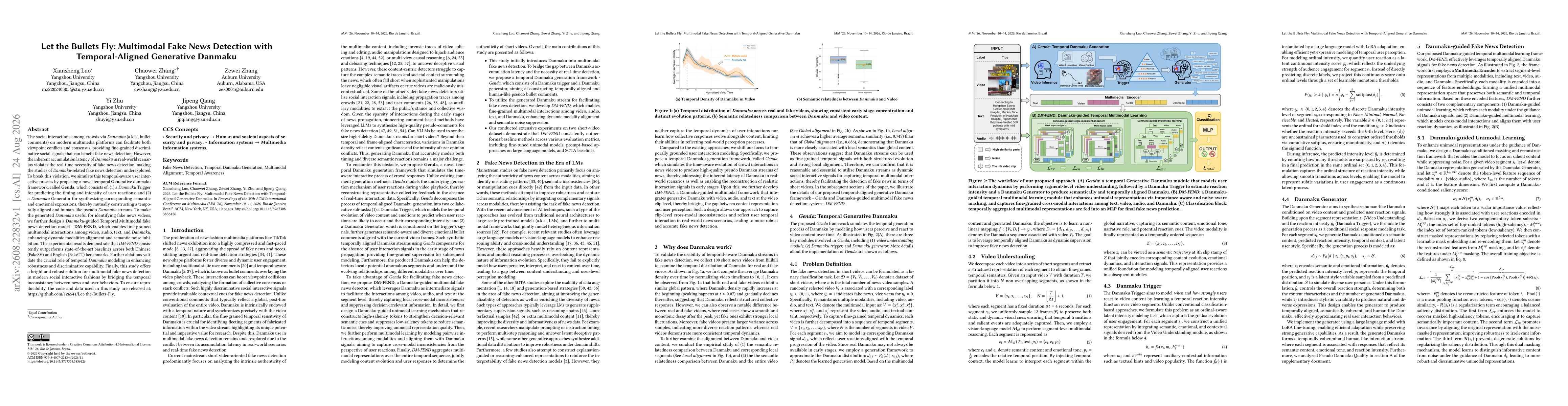 Thumbnail for Let the Bullets Fly: Multimodal Fake News Detection with Temporal-Aligned Generative Danmaku