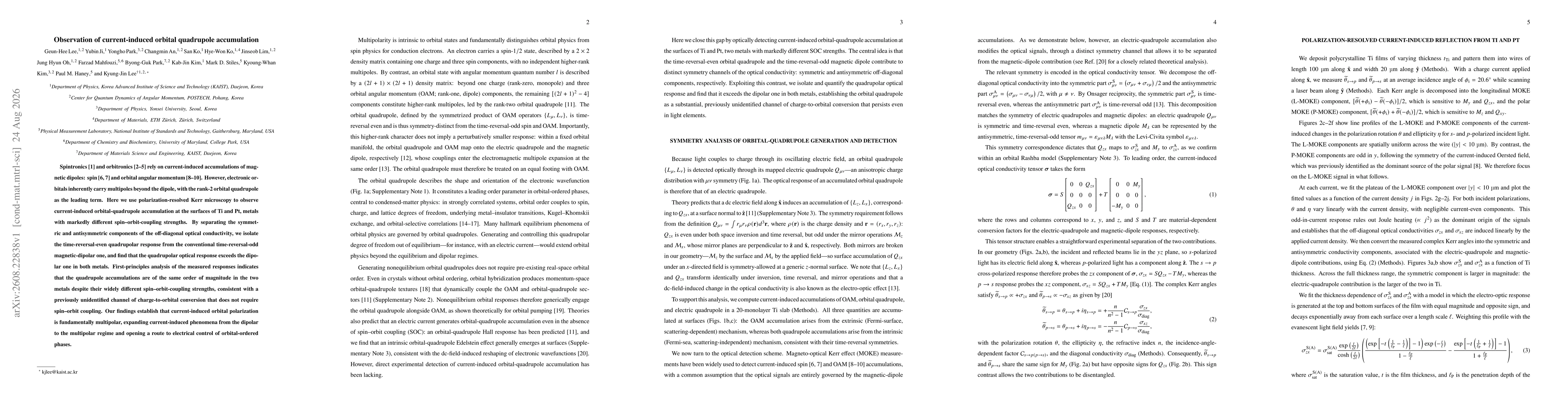 Thumbnail for Observation of current-induced orbital quadrupole accumulation