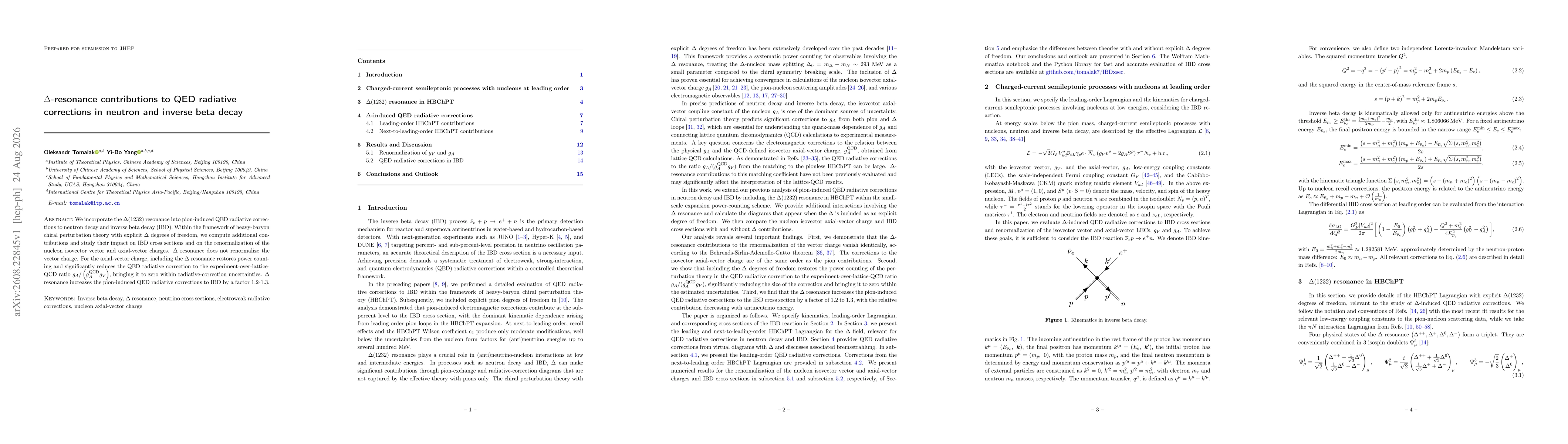Thumbnail for $Δ$ resonance contributions to QED radiative corrections in neutron and inverse beta decay