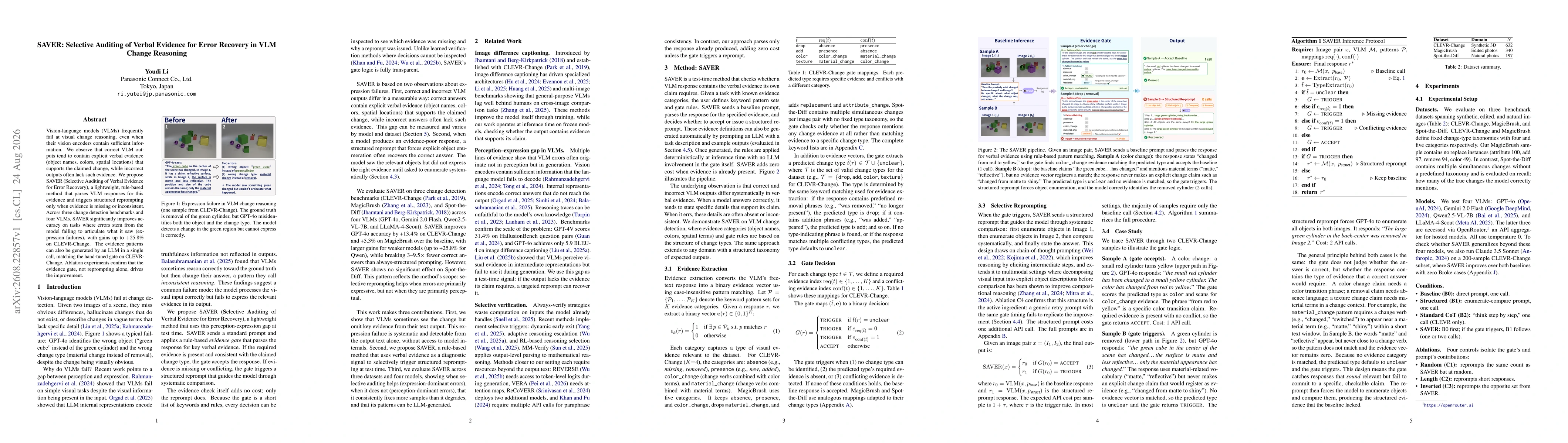 Thumbnail for SAVER: Selective Auditing of Verbal Evidence for Error Recovery in VLM Change Reasoning