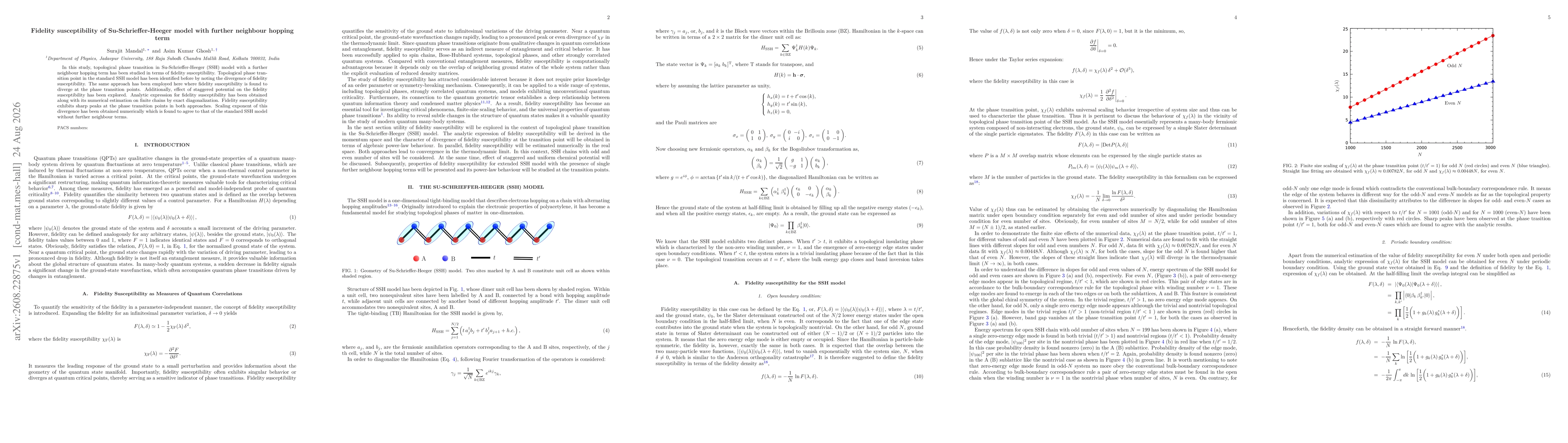 Thumbnail for Fidelity susceptibility of Su-Schrieffer-Heeger model with further neighbour hopping term