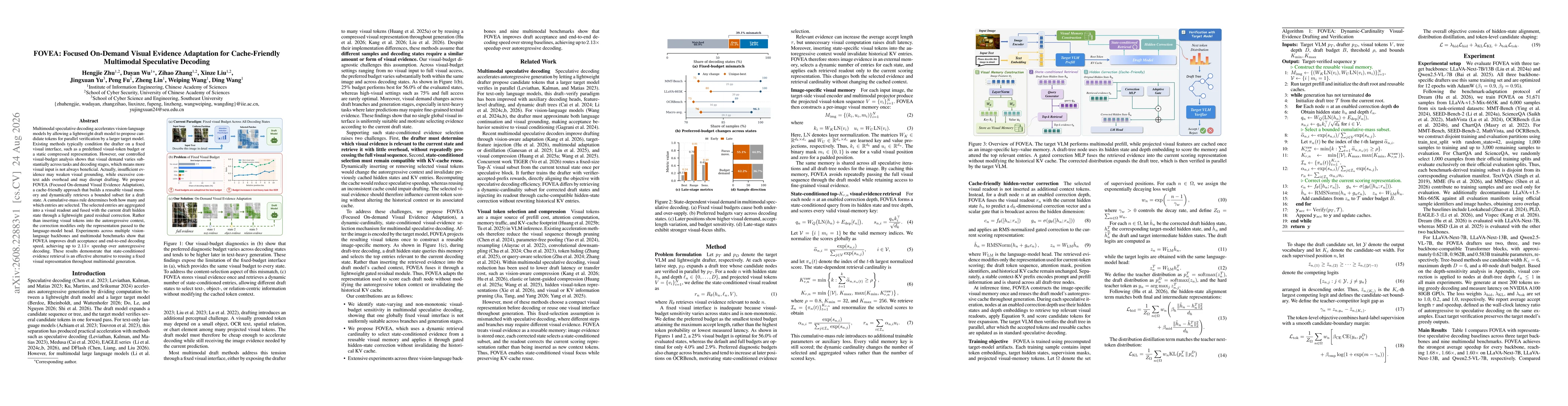Thumbnail for FOVEA: Focused On-Demand Visual Evidence Adaptation for Cache-Friendly Multimodal Speculative Decoding