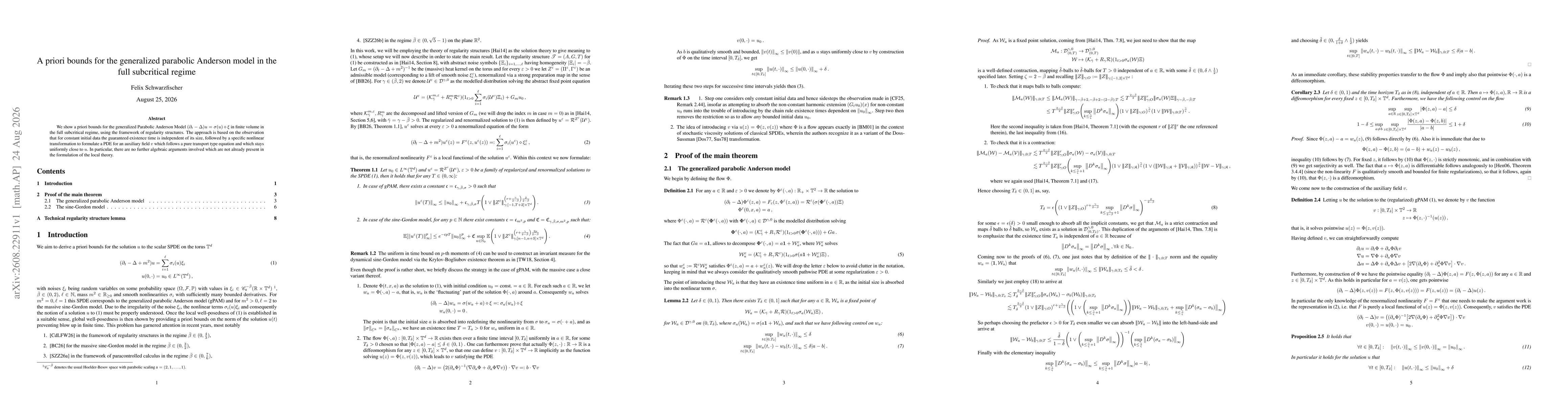 Thumbnail for A priori bounds for the generalized parabolic Anderson model in the full subcritical regime