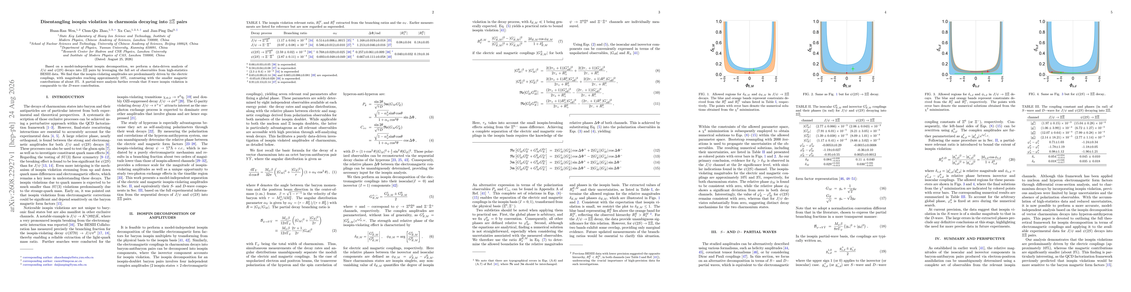 Thumbnail for Disentangling isospin violation in charmonia decaying into $Ξ\overline Ξ$ pairs