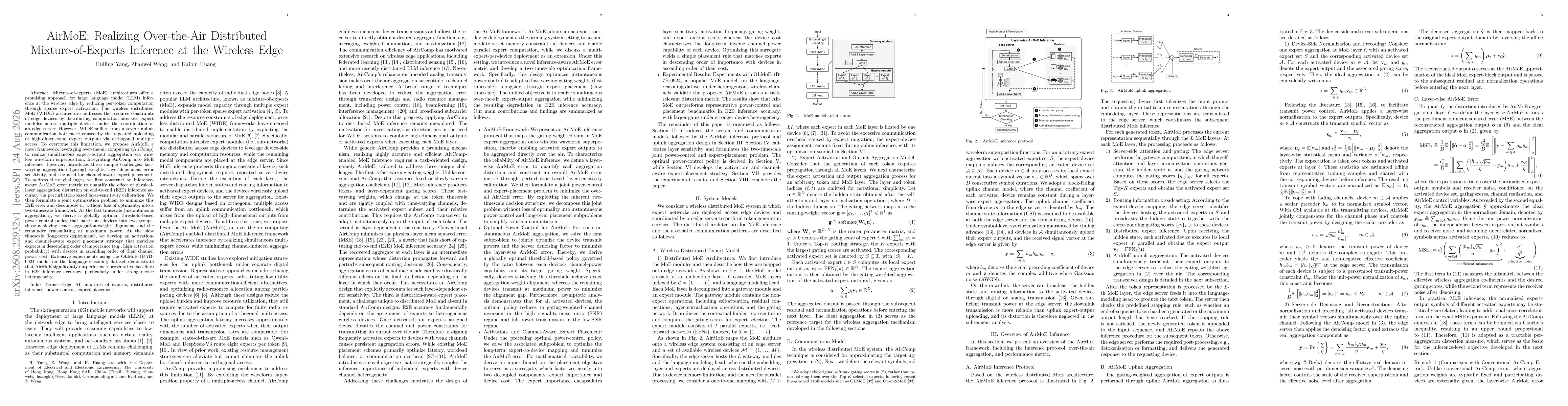 Thumbnail for AirMoE: Realizing Over-the-Air Distributed Mixture-of-Experts Inference at the Wireless Edge