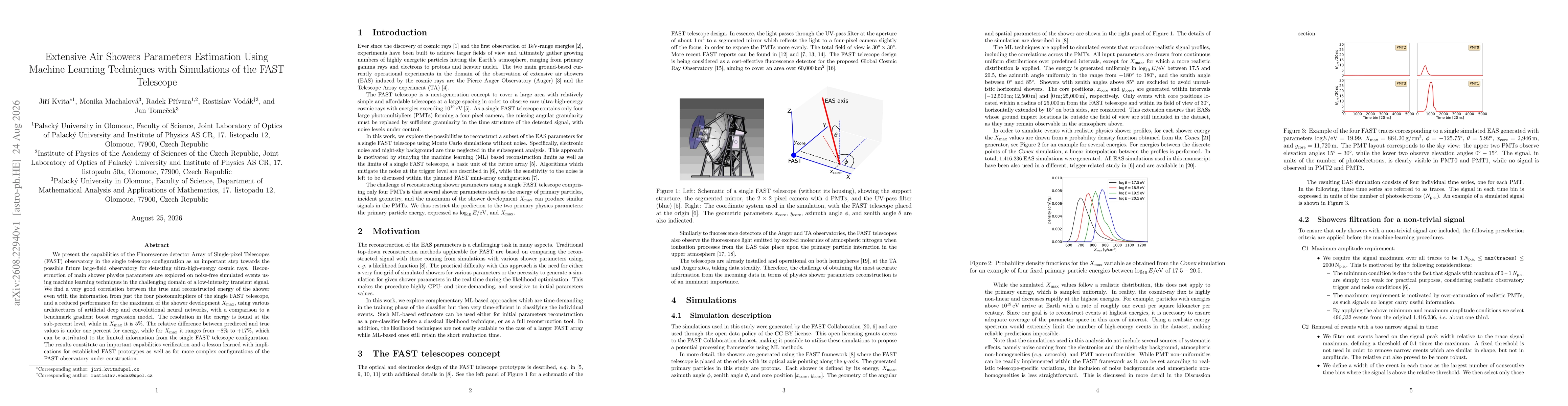 Thumbnail for Extensive Air Showers Parameters Estimation Using Machine Learning Techniques with Simulations of the FAST Telescope