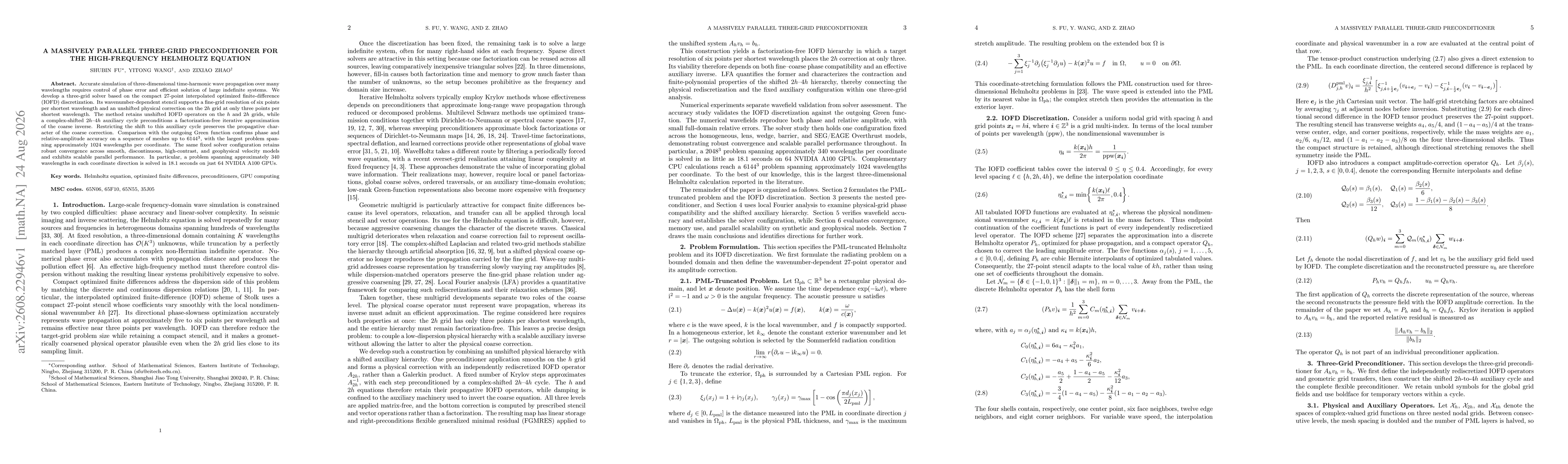 Thumbnail for A Massively Parallel Three-Grid Preconditioner for the High-Frequency Helmholtz Equation