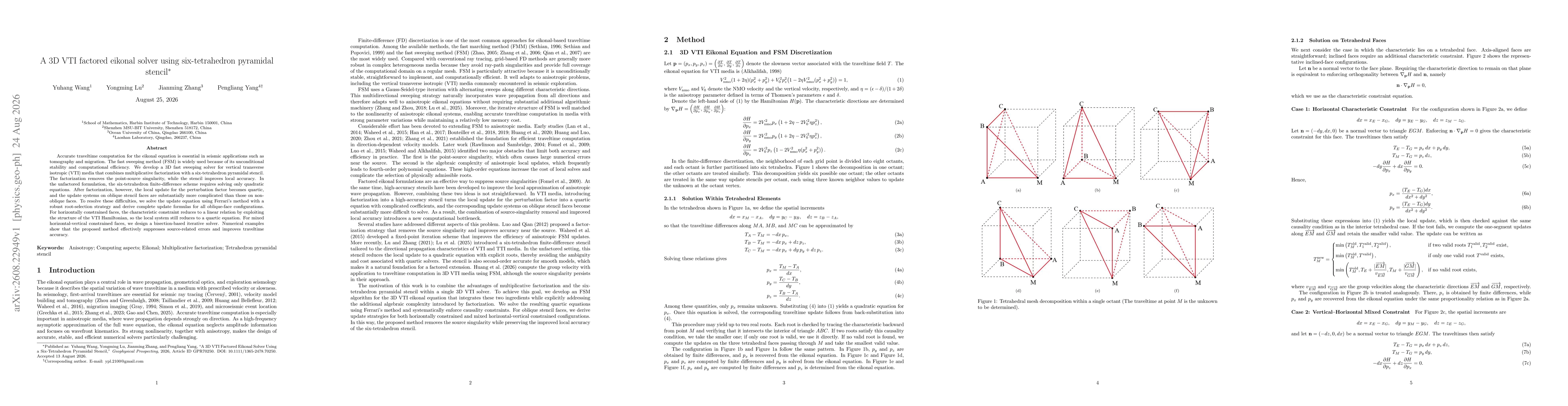 Thumbnail for A 3D VTI factored eikonal solver using six-tetrahedron pyramidal stencil