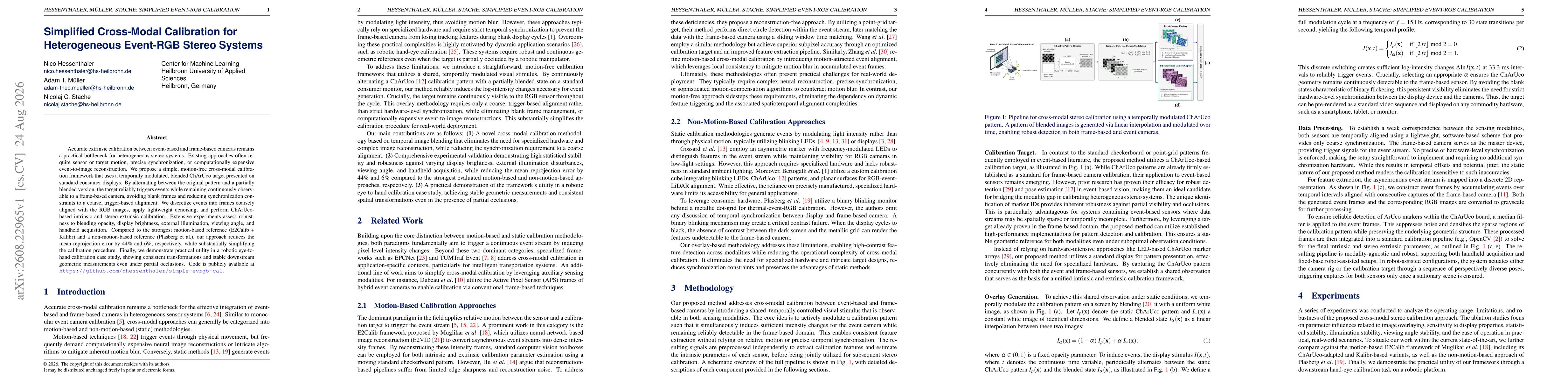 Thumbnail for Simplified Cross-Modal Calibration for Heterogeneous Event-RGB Stereo Systems