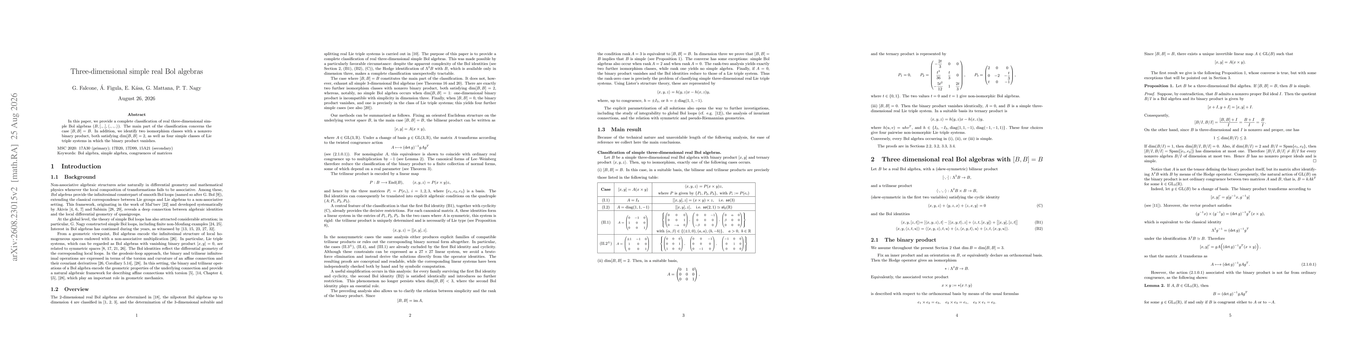 Thumbnail for Three-dimensional simple real Bol algebras