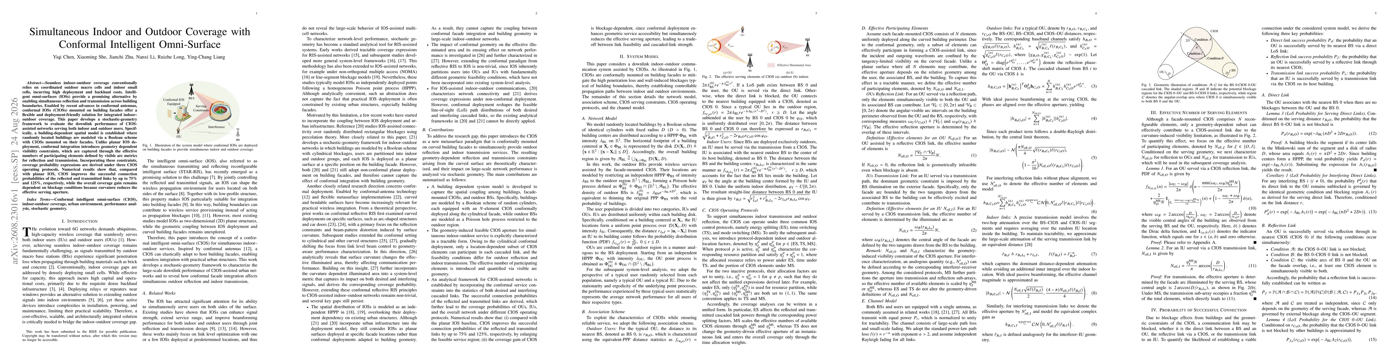Thumbnail for Simultaneous Indoor and Outdoor Coverage with Conformal Intelligent Omni-Surface