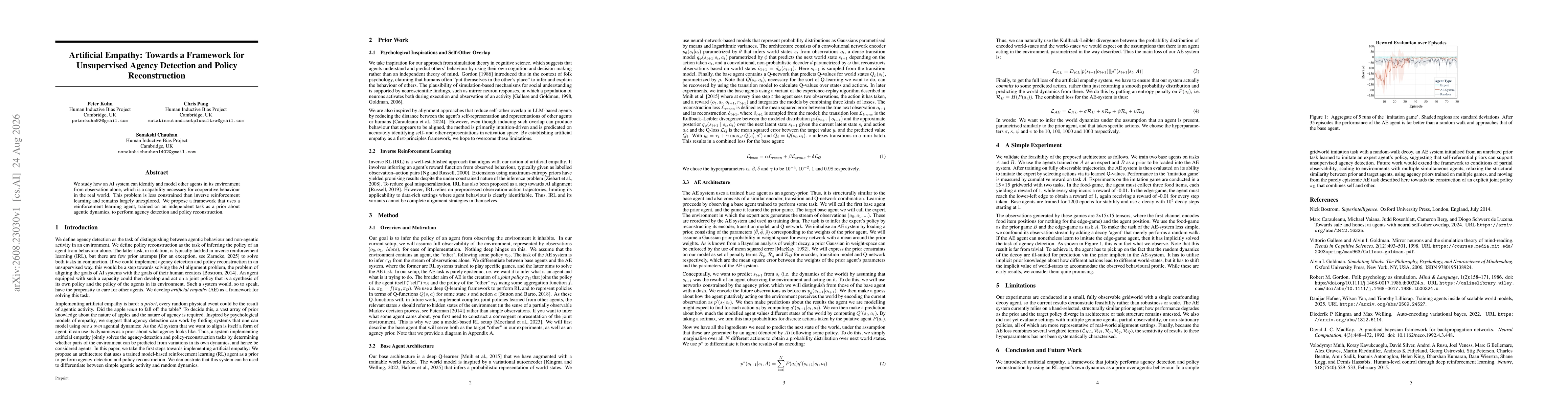 Thumbnail for Artificial Empathy: Towards a Framework for Unsupervised Agency Detection and Policy Reconstruction